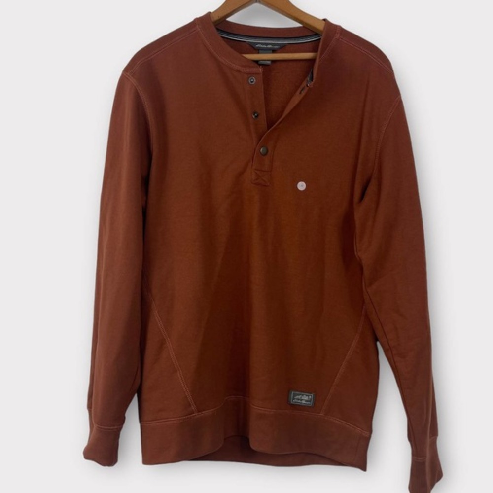 MEN'S Eddie Bauer Pullover Sweater Henley Snap Closure New without Tags Small